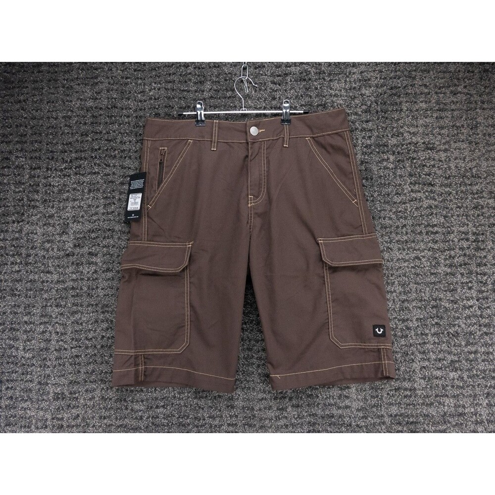 True Religion Cargo Shorts Mens 32 Actual 34 Bracken Brown Logo Outdoor NWT